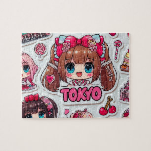 Cute Anime Girl & Kawaii Things Tokyo Harajuku Jigsaw Puzzle