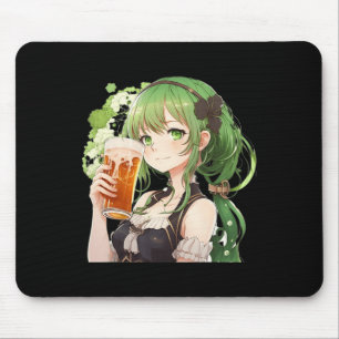 Cute Anime Girl Luckier St Patrick's Day Kawaii Lo Mouse Pad