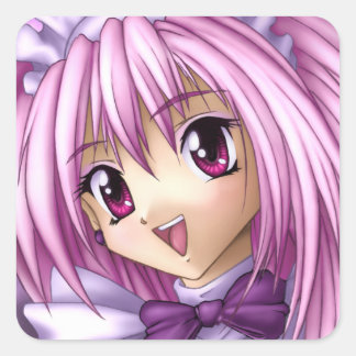 Cute Anime Girl Maid Square Sticker