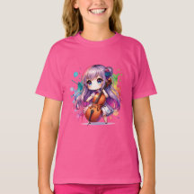 Cute Anime Girl Playing Cello Player  