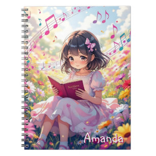 Cute Anime Girl Reading a Book Personalised