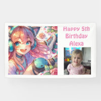 Cute Anime Girl Roller Skating Birthday Party