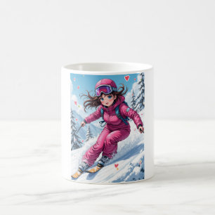 Cute Anime Girl Skiing   Winter Sports Coffee Mug