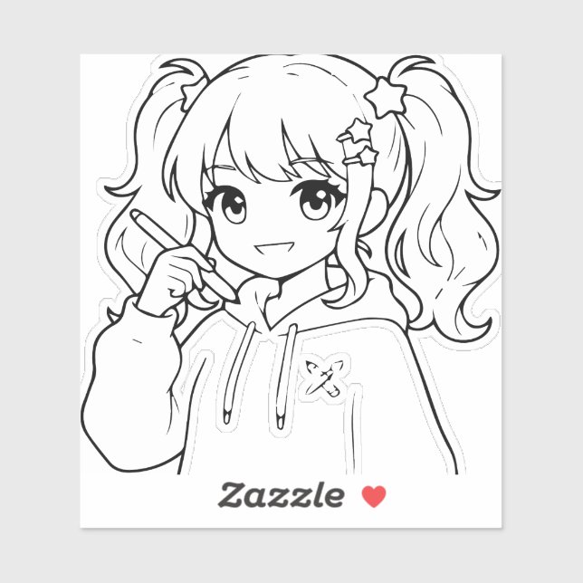 Cute Anime Girl Sticker (Sheet)