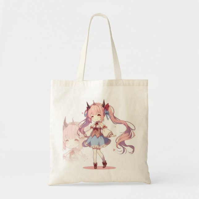 Cute anime girl tote bag (Front)