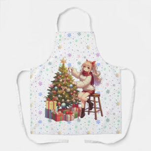 Cute Anime girl trimming the tree Apron