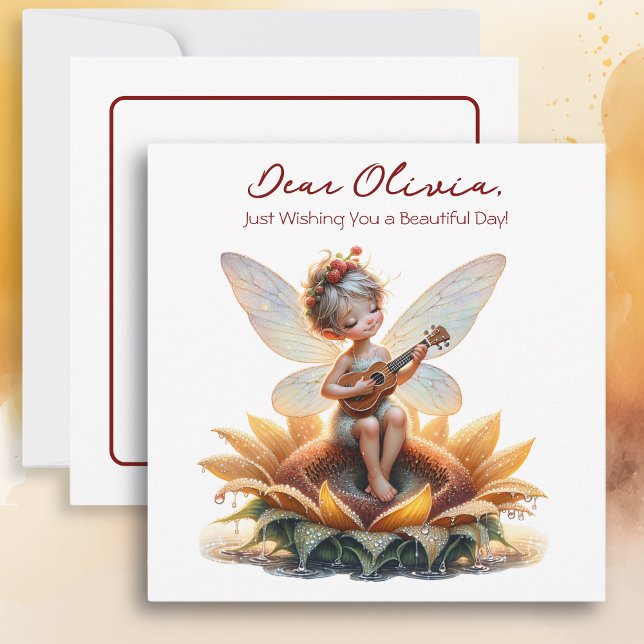 Cute Anime Girl with Ukulele on Sunflower (Creator Uploaded)