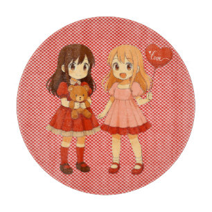 Cute anime girls Valentine's Day Cutting Board