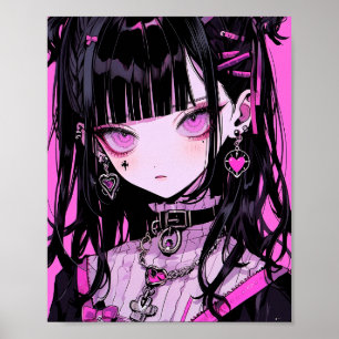 Cute Anime Goth Girl Poster