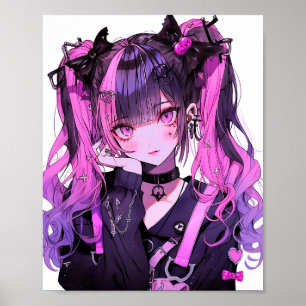 Cute Anime Goth Girl Poster