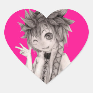 Cute Anime Guy, Original Drawing Heart Sticker