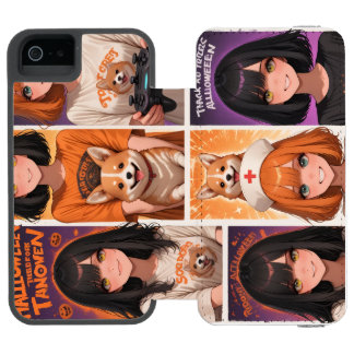 Cute Anime Halloween Collage Art | Spooky Girls & Incipio Watson™ iPhone 5 Wallet Case