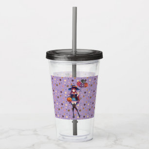 Cute Anime Halloween Witch Acrylic Tumbler