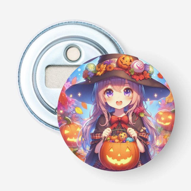 Cute Anime Halloween Witch Bottle Opener (Front)
