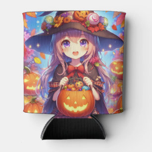 Cute Anime Halloween Witch Can Cooler
