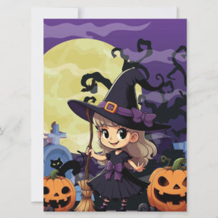 Cute Anime Halloween Witch Card