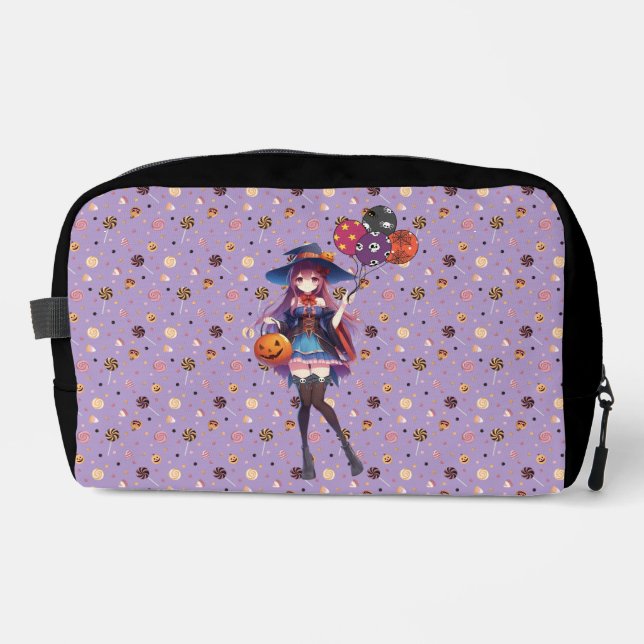 Cute Anime Halloween Witch Dopp Kit (Front)