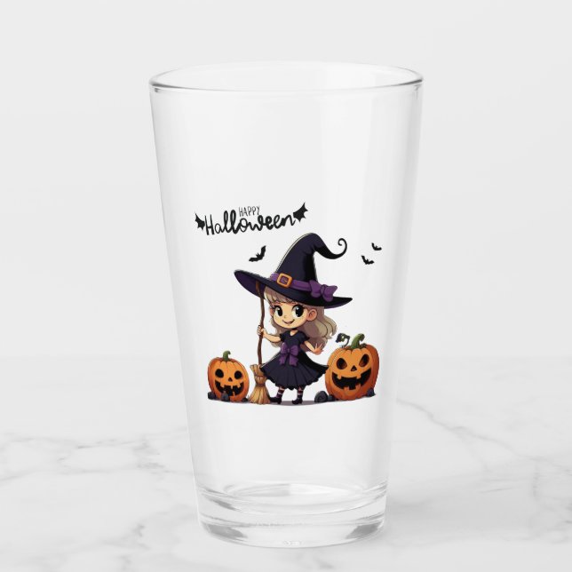 Cute, anime Halloween witch Glass (Front)