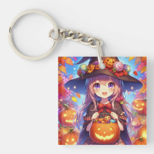 Cute Anime Halloween Witch Key Ring