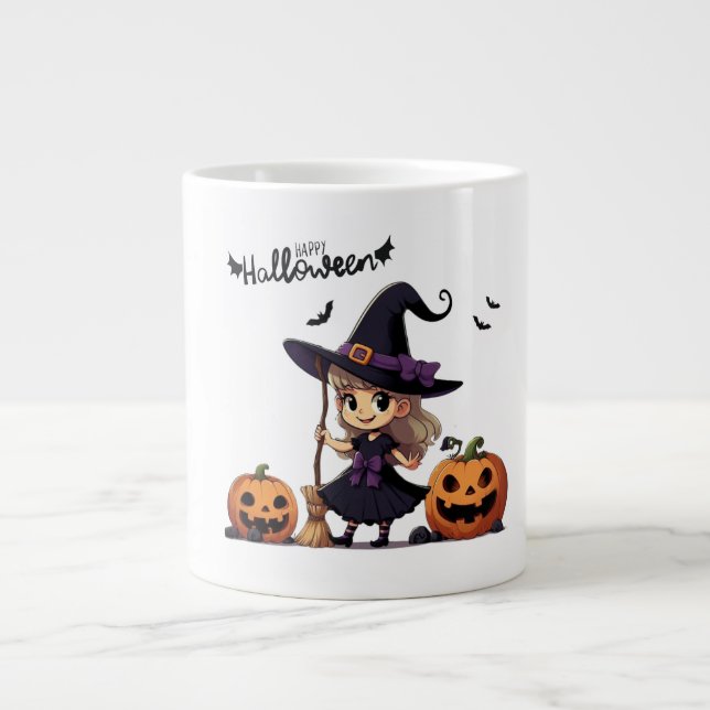 Cute, anime Halloween witch Large Coffee Mug (Front)
