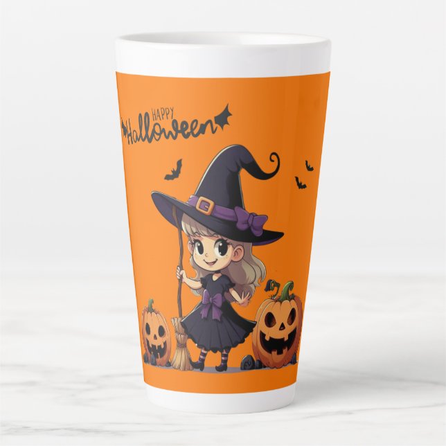 Cute, anime Halloween witch Latte Mug (Front)