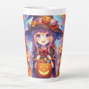 Cute Anime Halloween Witch Latte Mug