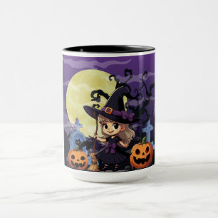 Cute Anime Halloween Witch Mug