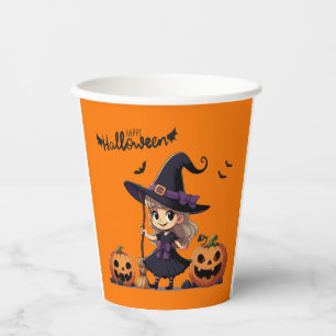 Cute, anime Halloween witch Paper Cups