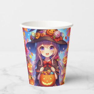 Cute Anime Halloween Witch Paper Cups