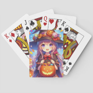 Cute Anime Halloween Witch Playing Cards
