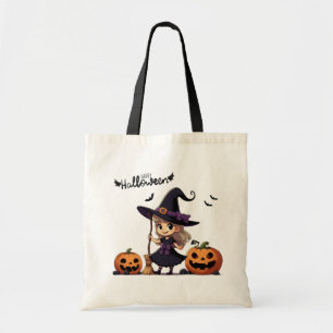 Cute, anime Halloween witch Tote Bag