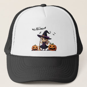 Cute, anime Halloween witch Trucker Hat