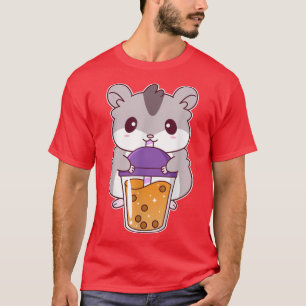 Cute Anime Hamster Drinking Boba Tea Kawaii T-Shirt