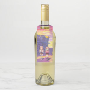 Cute Anime Ice cream girls Bottle Tag