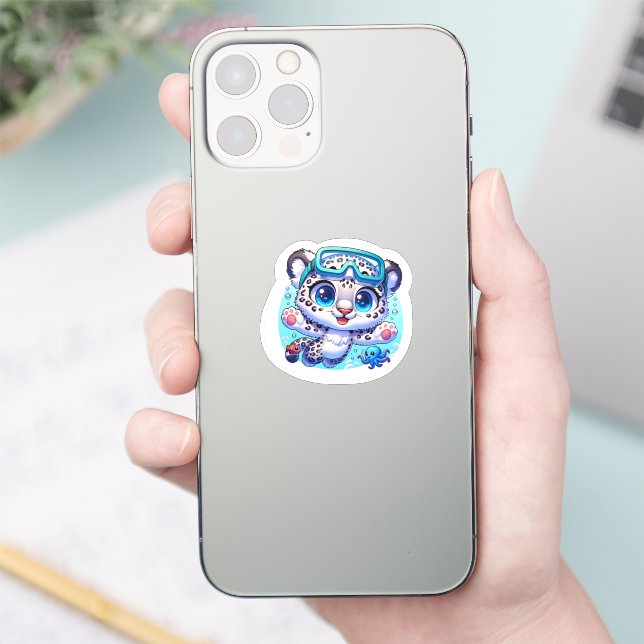 Cute Anime Kawaii Snow Leopard Stickers (Phone)