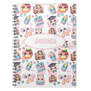 Cute Anime Kids School Pink Notebook