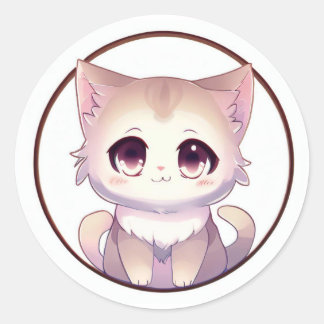 Cute Anime Kitty Classic Round Sticker