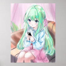 Cute Anime Little Girl Illustration Poster