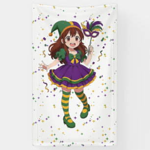 Cute anime Mari Gras girl Banner