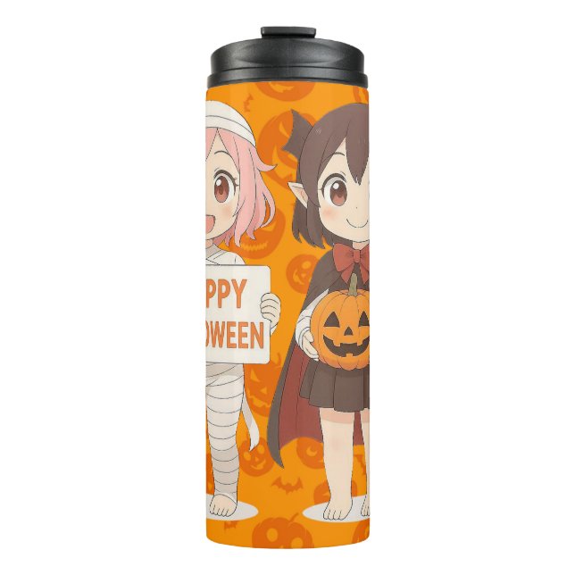 Cute anime mummy & vampire girls thermal tumbler (Front)
