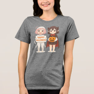 Cute anime mummy & vampire girls Tri-Blend shirt