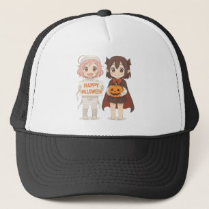 Cute anime mummy & vampire girls trucker hat