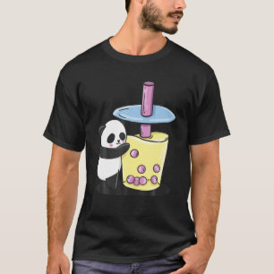Cute Anime Panda Is Drinking Boba Bubble Tea L Fun T-Shirt