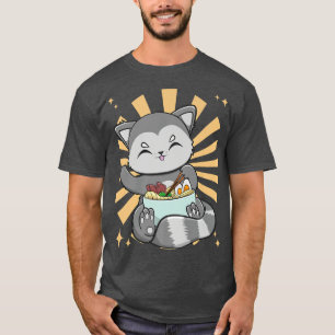Cute Anime Racoon With Ramen And Japanese Noodles T-Shirt