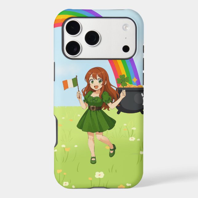 Cute anime redhead Saint Patrick's Day   (Back)