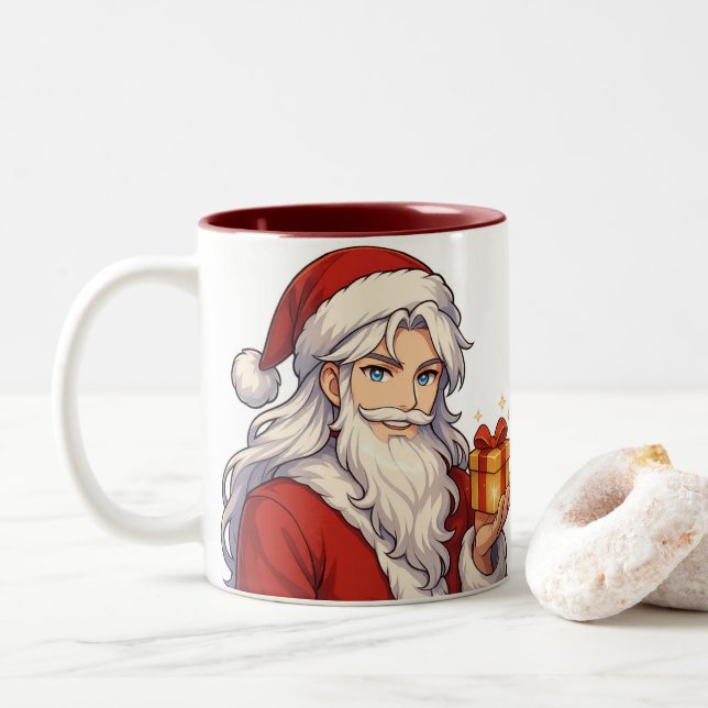 Cute Anime Santa Mug-Holiday Christmas Coffee Cup (With Donut)