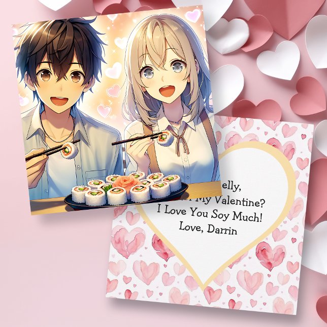 Cute Anime Sushi Pun Valentine's Day Invitation (Creator Uploaded)