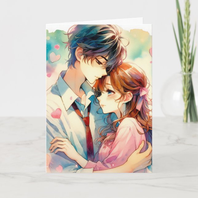 Cute Anime Themed Personalised Valentine's Day Card (Front)
