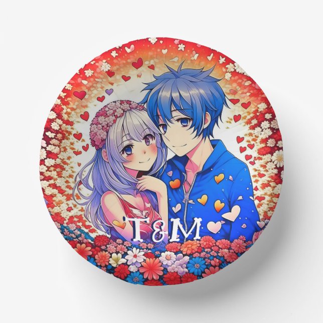 Cute Anime Themed Wedding  Paper Plate (Front)