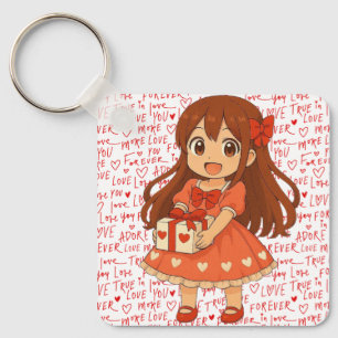 Cute anime Valentine's girl Hoodie Key Ring